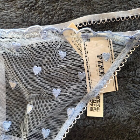 Victoria's Secret Pink! Light blue Wink double strap mesh V-string Panties XL - Picture 4 of 4